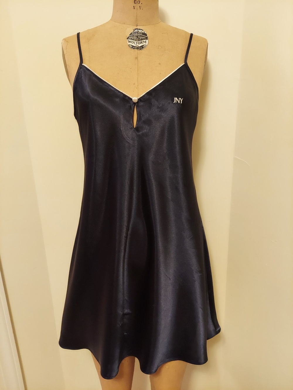 Jones New York Black Satin Chemise with Contrast Trim